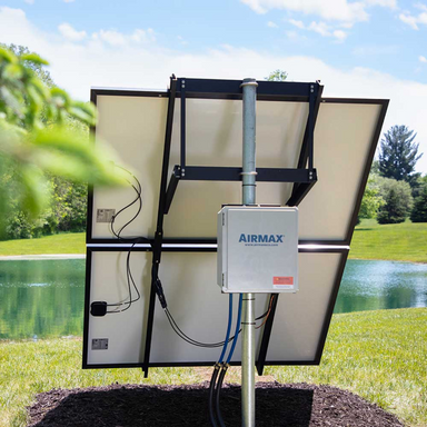 Airmax SolarSeries Direct Drive SS20-DD Aeration System Complete Set Near the Pond