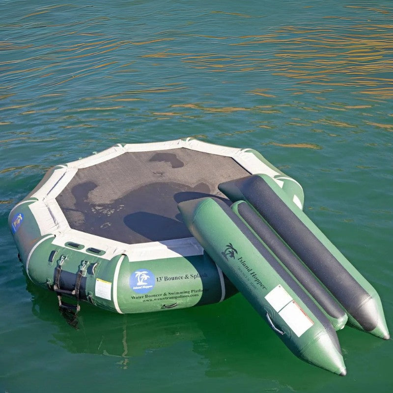 Island Hopper Bounce and Slide Attachment - Green Color - Image of Trampoline and Slide attachment