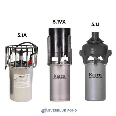 Kasco 5.1 Replacement Motor 5 HP - 5.1A, 5.1J, 5.1VX Studio Image with EverBlue Pond Logo