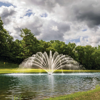Kasco Fern Premium Fountain Nozzle - On Water Display with Trees at the Background