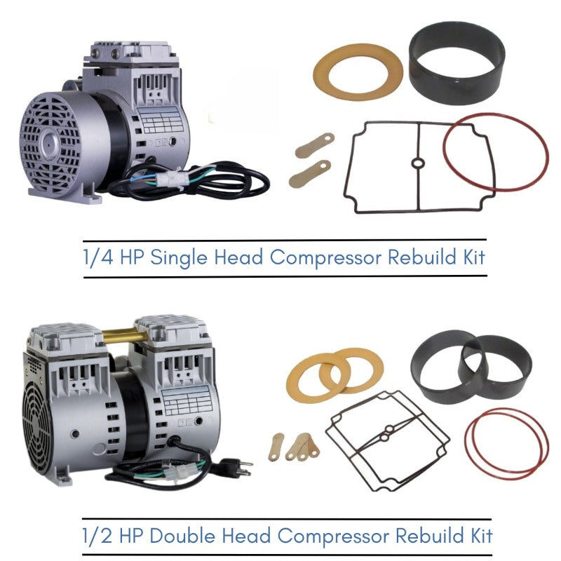 Kasco Tech Aire Compressor Rebuild Kits - 1/4 and 1/2 HP Compressor Rebuild Kits Shown