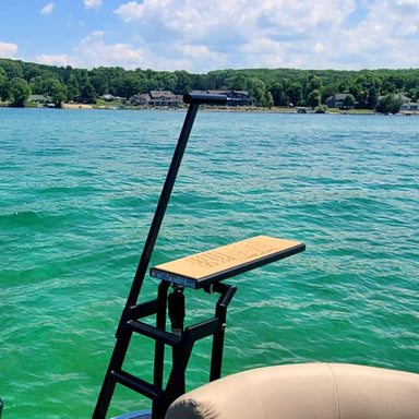 Lillipad Pontoon Diving Board - A close up view from the back of the diving board attached to the boat