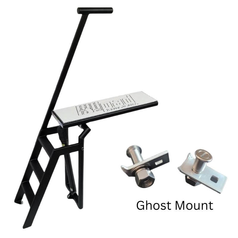 Lillipad Pontoon Diving Board - Black Powder Coat - showing cool gray and dark gray board and ghost mount kit