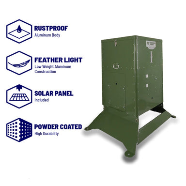 Outdoor Water Solutions S300 Fish Feeder - Showing the features of the fish feeder - studio image