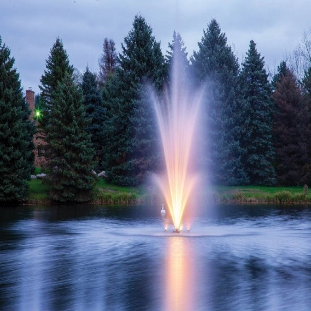 Scott Aerator Amherst Nozzle - On Water Spray Pattern Display with Led Light Close View