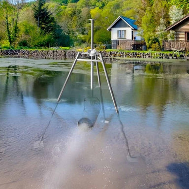 Scott Aerator AquaSweep Max - Mounted on a Tripod in the lake blowing muck