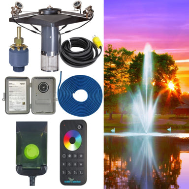 Scott Aerator Atriarch Fountain Masterpiece Bundle - with all the included pieces for a 4 light color changing set