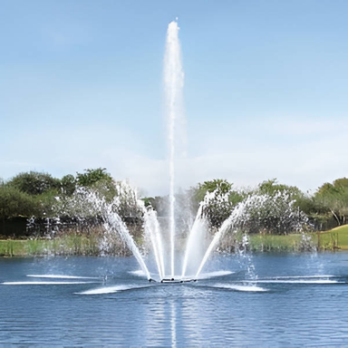 Vertex AerationJet Floating Fountain Vertex AerationJet Floating Fountain Series On Water with Trees at the Backrgound