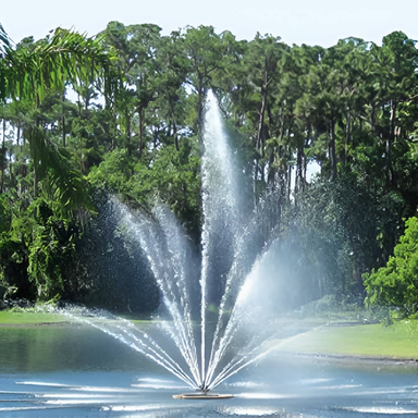 Vertex TriTier Floating Fountain Series On Water Close-up View