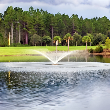 Vertex Vertical FunnelJet Fountain On Water with Trees at the Background