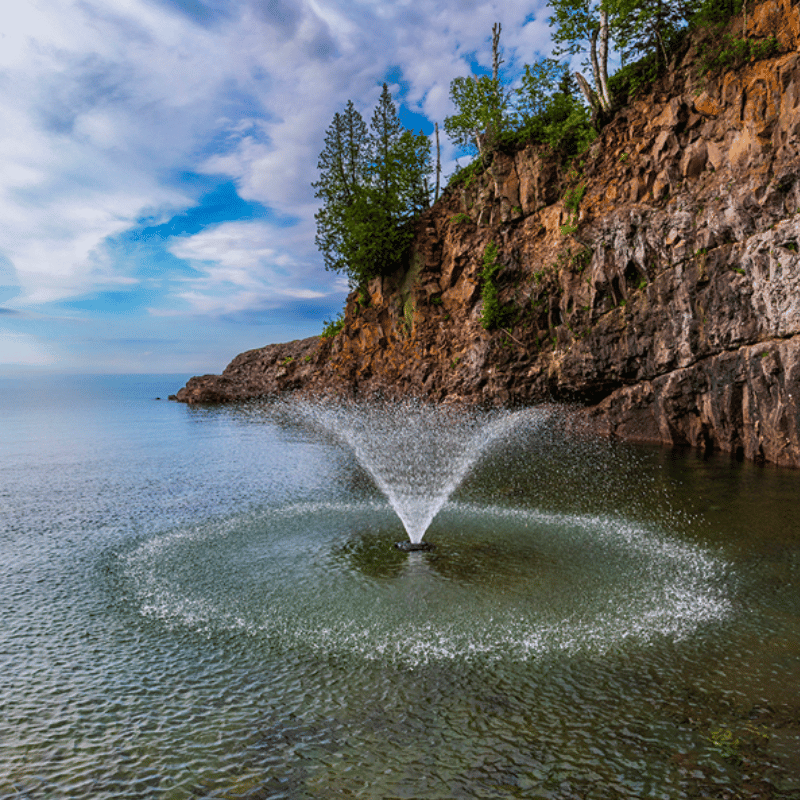 Kasco VFX Series Fountain - On Water with Beautiful Cloudy Sky