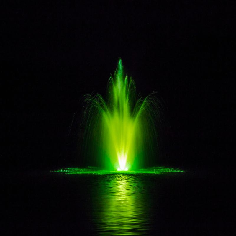 Power House Aeration Color-Changing Lights - On Water Display at Night with Green Led Light