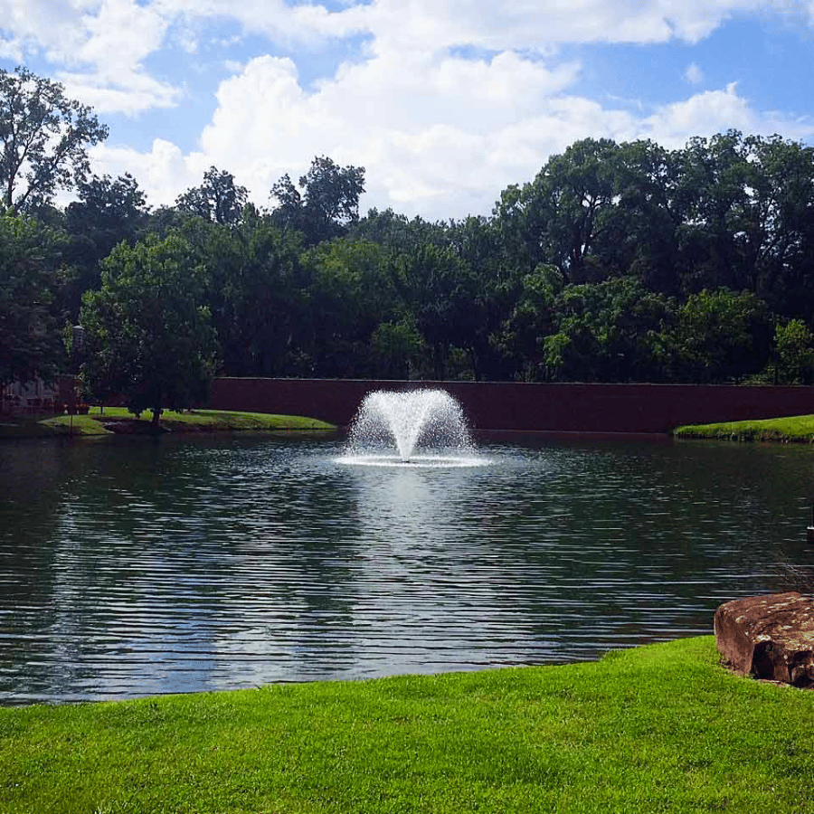 SCOTT AERATOR North Star Fountain Aerator - On Water Display Showing Trees at the Background