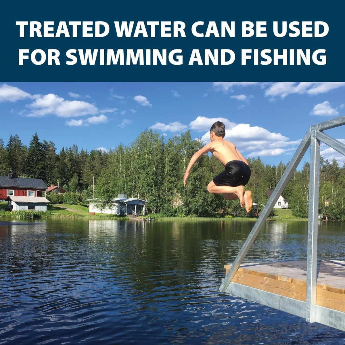 Airmax Blue Pond Dye for Ponds & Lakes - Treated water can be used for swimming and fishing