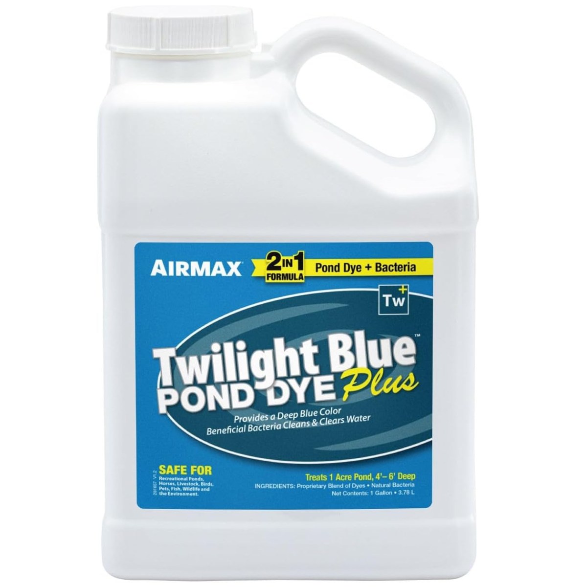 Airmax Blue Pond Dye for Ponds & Lakes - Twilight blue pond dye PLUS 1 Gallon shown