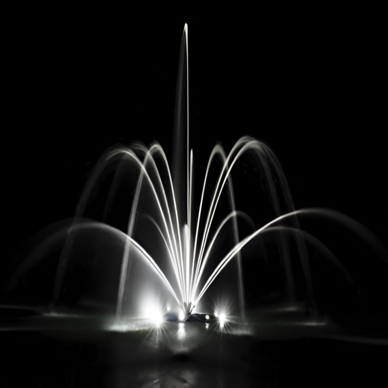 Airmax Double Arch & Geyser Fountain Nozzle On Water with Led Light at Night
