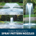 Airmax EcoSeries 1/2 HP Floating Fountain - Showing Three Spray Pattern Nozzles Included
