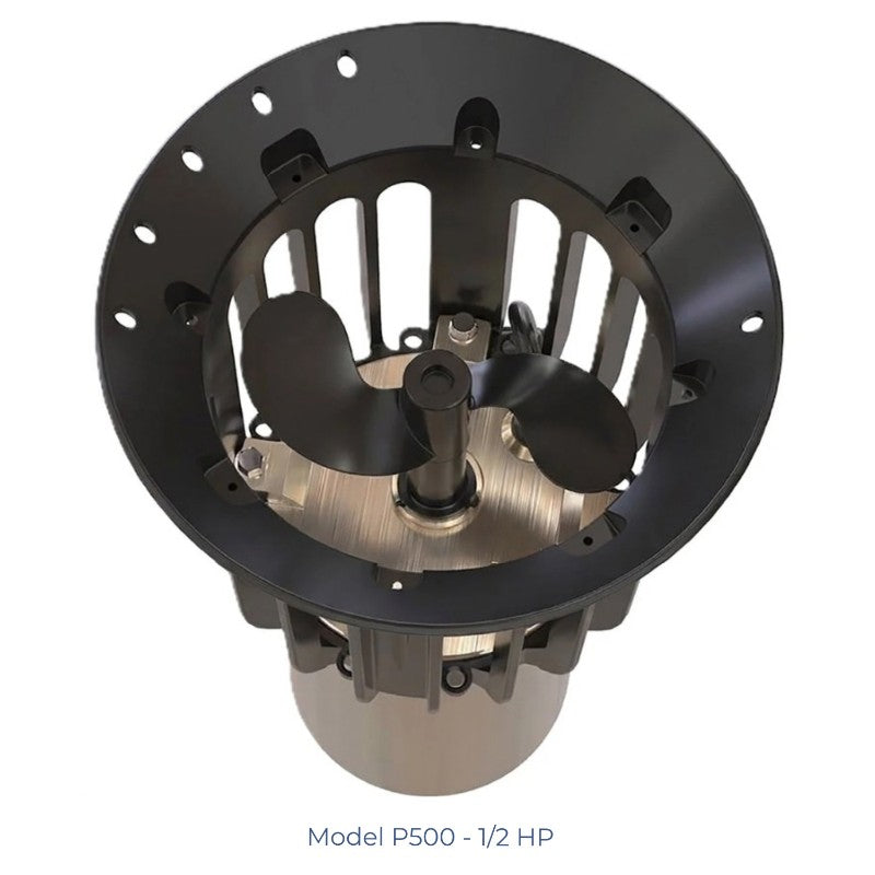 Airmax Ice Eater De-Icer P500 1/2 HP model showing the internal propeller and protective housing