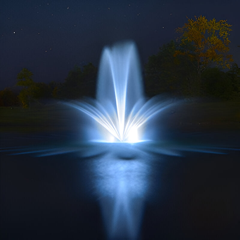 Airmax PondSeries Fountain Crown & Trumpet Spray Fountain On Water Display with White Led Light at Night