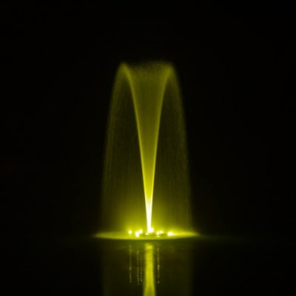 Airmax RGBW Color-Changing LED Light Set - On Fountain with Yellow Led Light at Night
