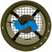 Airmax Weeds Away Circulator top view showing the blue propeller and protective screen