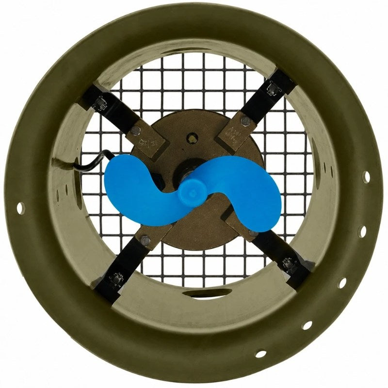 Airmax Weeds Away Circulator top view showing the blue propeller and protective screen