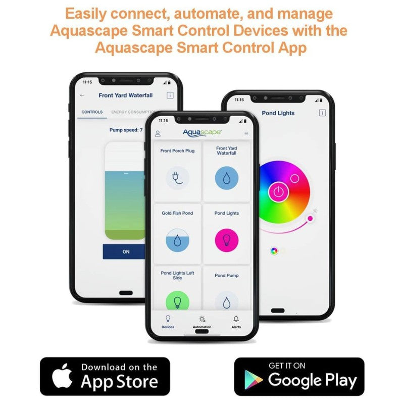 Aquascape 21′x26′ Large Pond Kit - Aquascape Smart Control App Interface shown