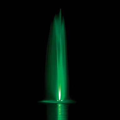Bearon Aquatics Hermes Fountain - On Display with Green Led Light at Night
