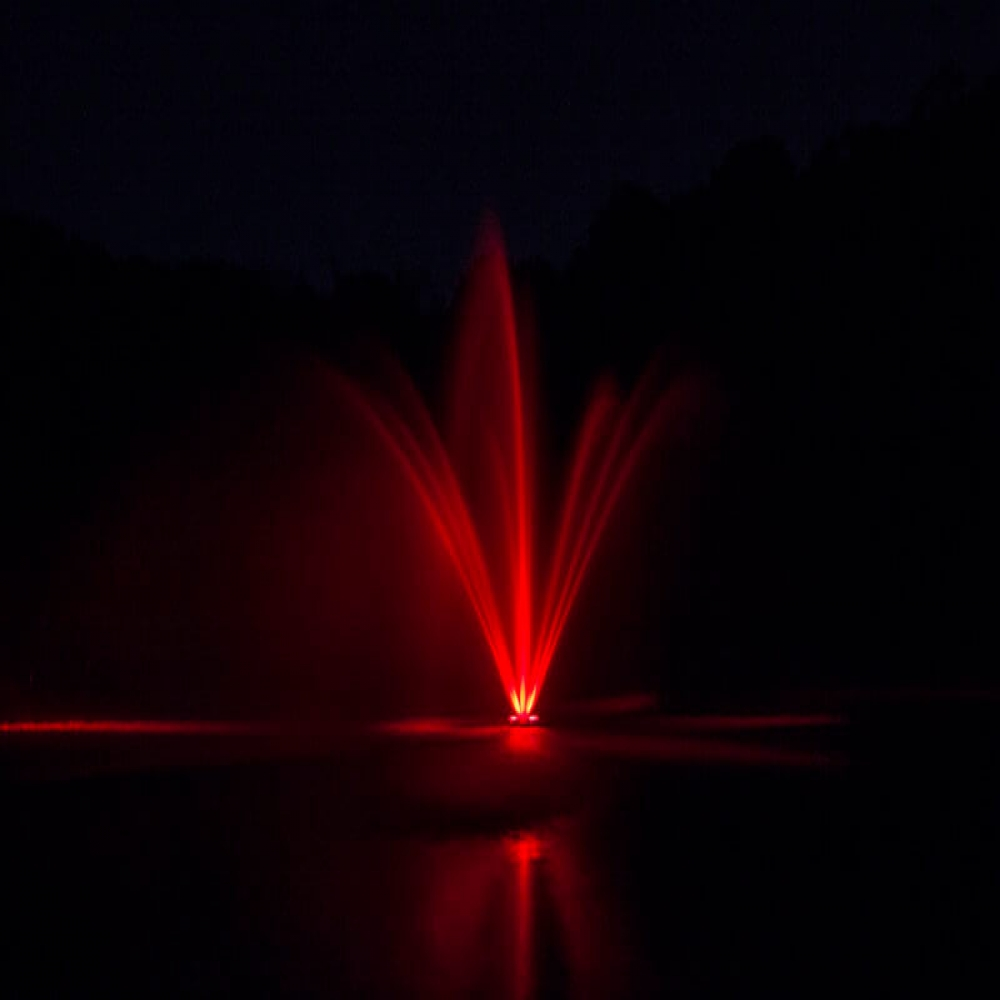 Bearon Aquatics Olympus Fountain - Athena with red led light at night