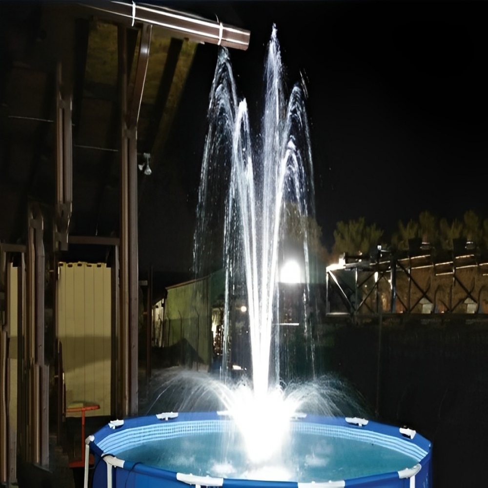 Bearon Aquatics Olympus Fountain - Aurora with white led light at night