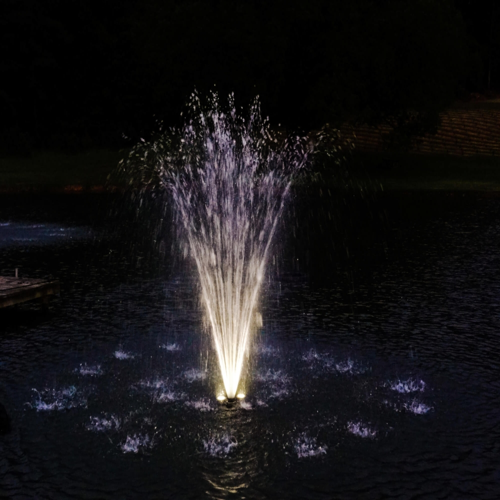 Bearon Aquatics Olympus Fountain - Eros with white led light at night