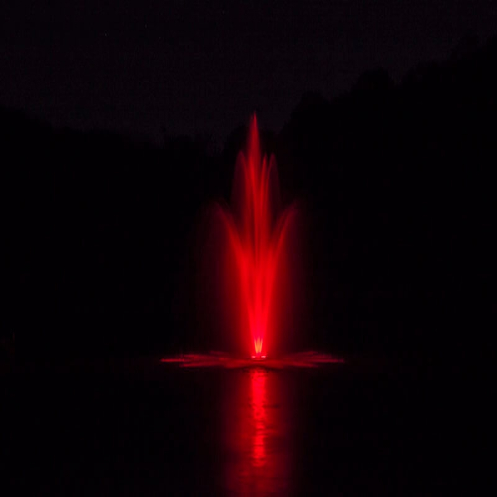 Bearon Aquatics Pontus Nozzle Fountain on Water with Red Led Light at Night