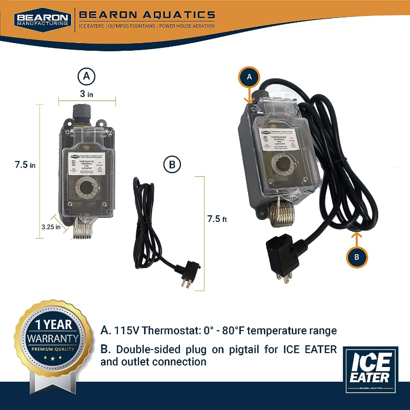 Bearon Aquatics Thermostat Controller Showing Double Sized Plug 