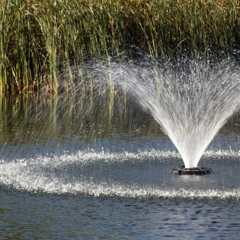 Close-up view of Kasco VFX Aerating Fountain showing detailed water spray pattern and surface agitation