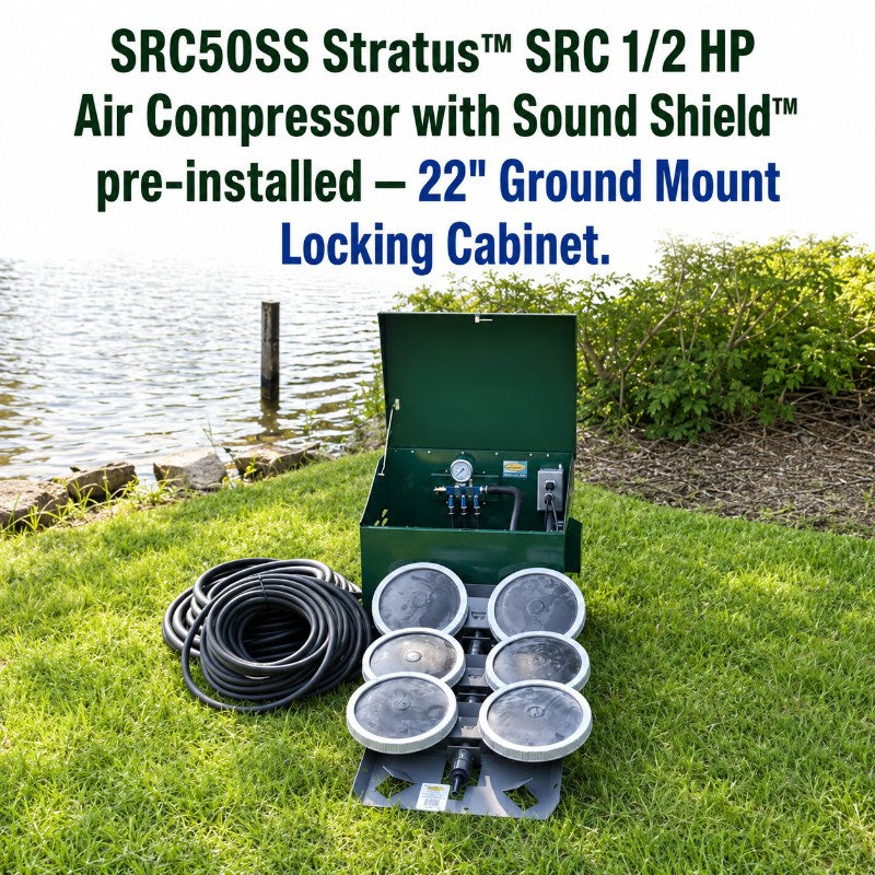 EasyPro 1/2 HP Rocking Piston Aeration System PA66 with 22-inch locking cabinet