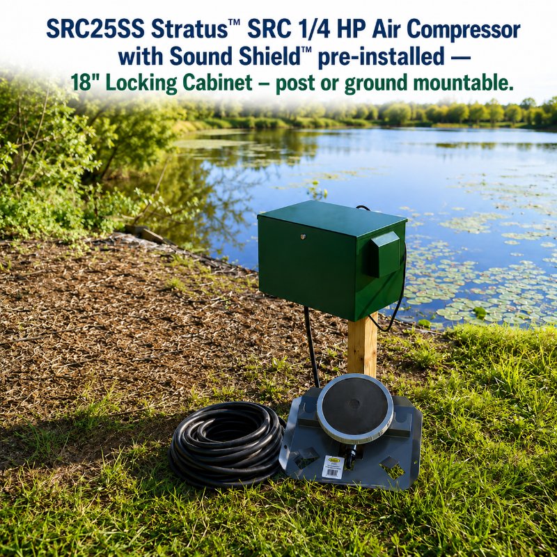 EasyPro 1/4 HP Rocking Piston Aeration System PA34 with 18 inch locking cabinet