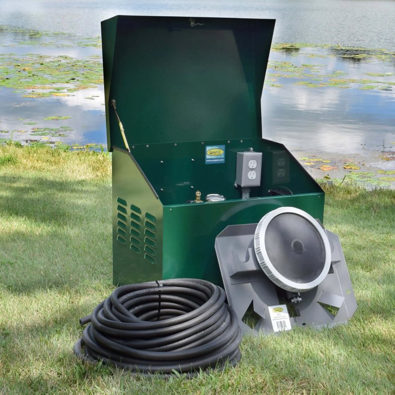 EasyPro 1/4 HP Rocking Piston Aeration System PA34 with cabinet, tubing and diffuser