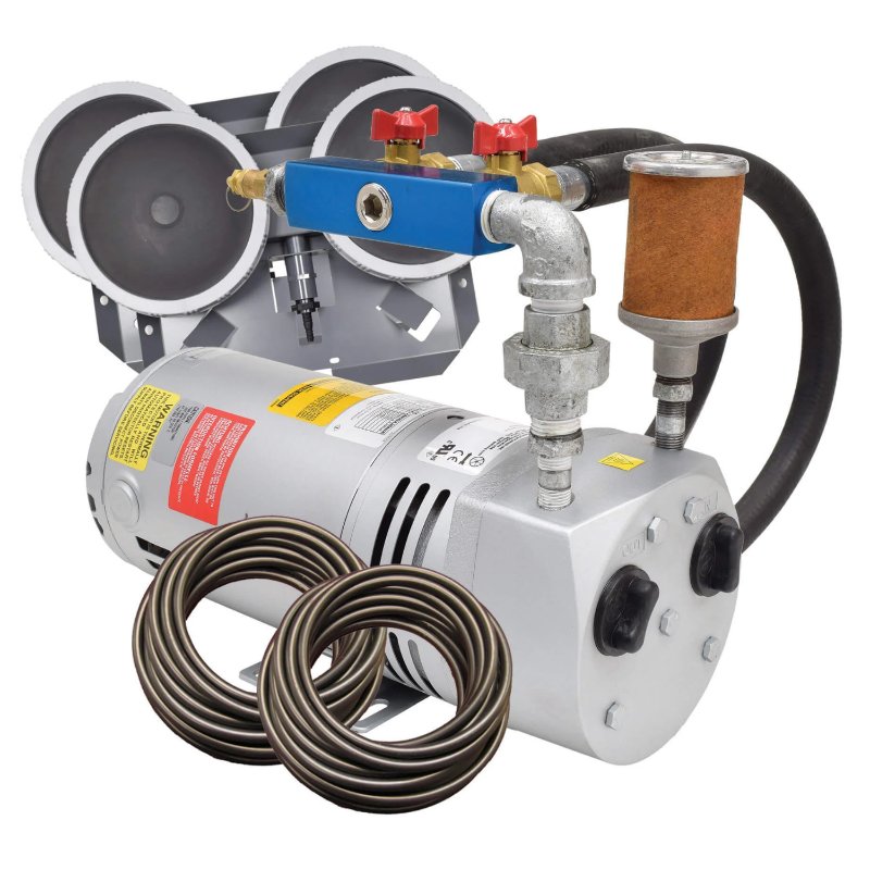 EasyPro 1/4 HP Rotary Vane Aeration System PA50 with RV33 compressor, QS2 diffusers, and QuickSink tubing