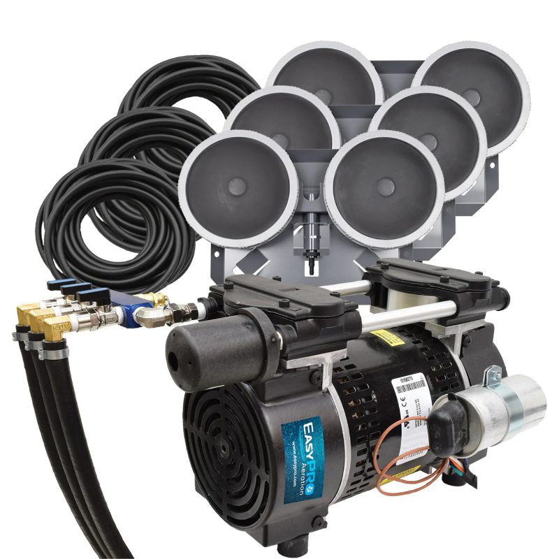 EasyPro 3/4 HP Rocking Piston Aeration System PA83 with compressor, tubing, and QS2 diffusers