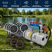 EasyPro 3/4 HP Rotary Vane Aeration System PA75 by pond with RV75 compressor, four QS2 diffusers, and QuickSink tubing