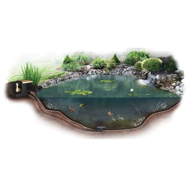 EasyPro Complete Medium Pond Kit - Pond with a garden and pond on a white background