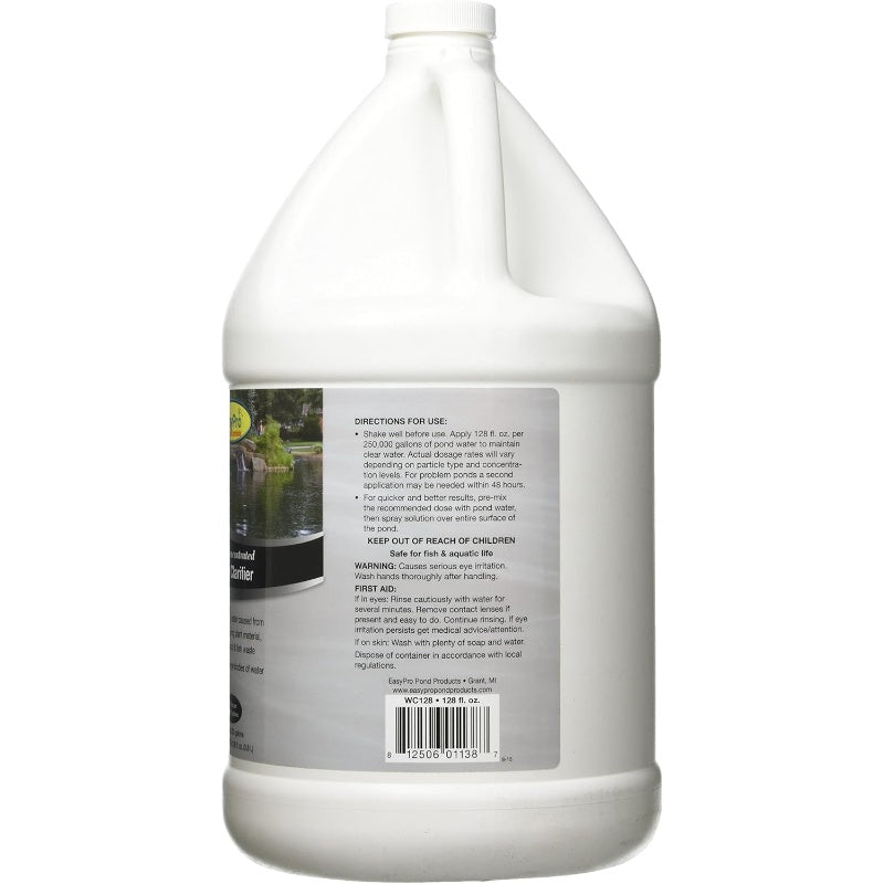 EasyPro Concentrated Pond Water Clarifier (Flocculant) - 1 Gallon Side View Directions for Use