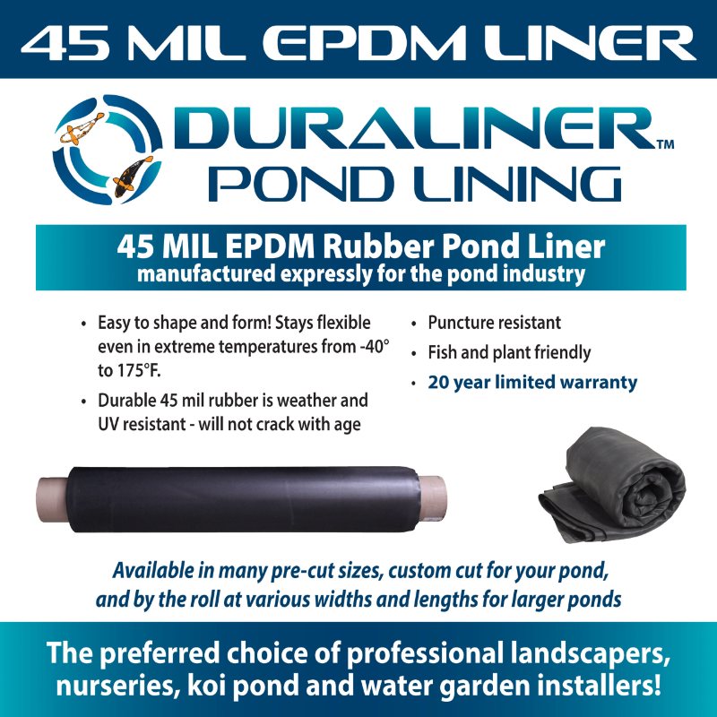 EasyPro DuraLiner 45 Mil EPDM Pond Liner | By the Roll - Product Details and Options Shown