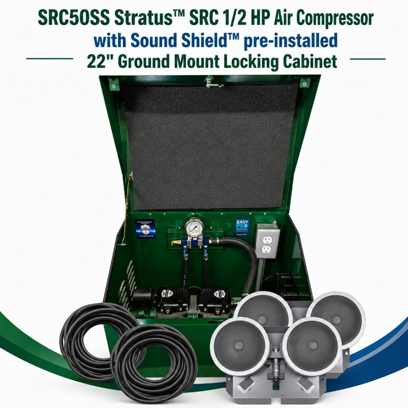 EasyPro PA65 aeration system with SRC50SS compressor and locking cabinet