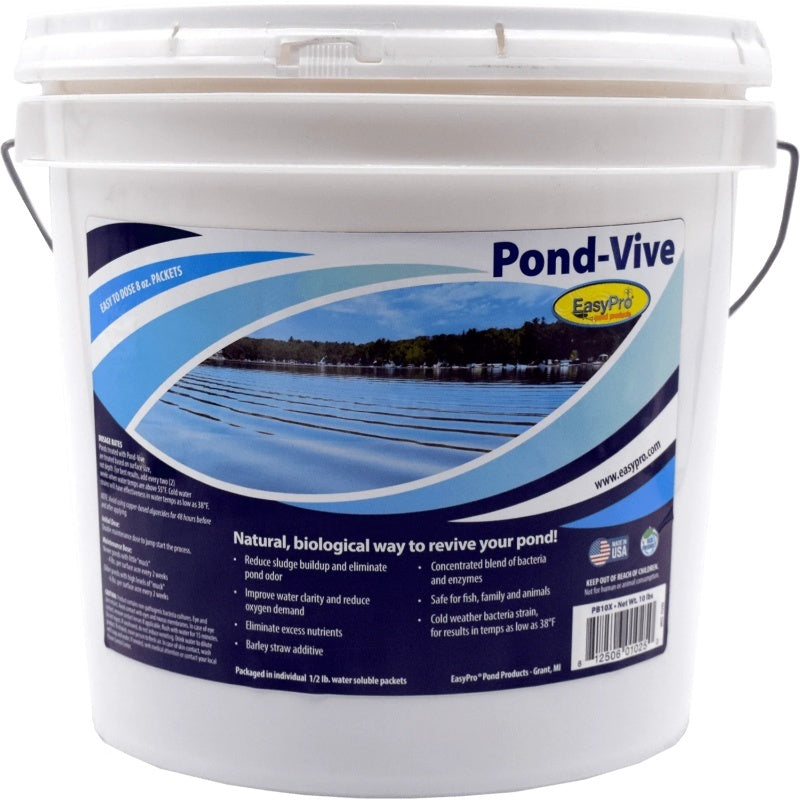 EasyPro Pond-Vive Bacteria Water Soluble Packs - PB10X 10 lb Bucket – 20 Water-Soluble Packets Front View