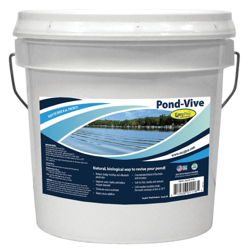 EasyPro Pond-Vive Bacteria Water Soluble Packs - PB5X 5 lb Bucket – 10 Water-Soluble Packets Front View