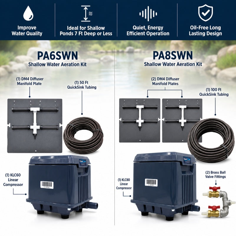 EasyPro Shallow Water Aeration Kit PA6SWN and PA8SWN comparison and benefits