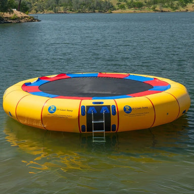 Island Hopper 25' Giant Jump Water Trampoline - Showing a closer look of the trampoline with the aluminum ladder