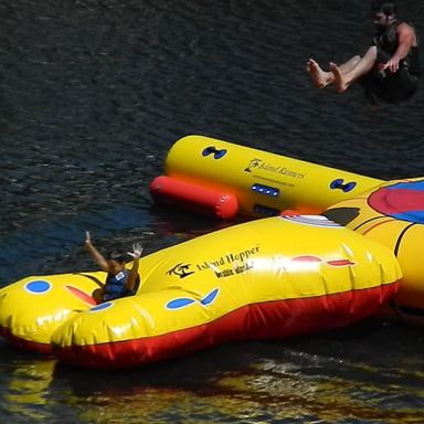 Island Hopper Double Blaster Attachment - A kid and an adult man enjoying the Double Blaster