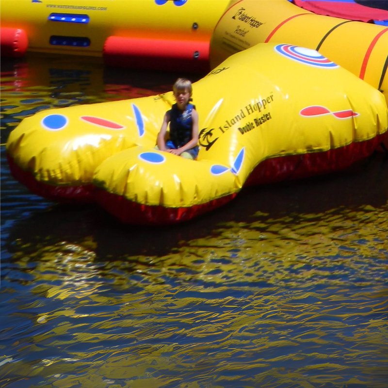 Island Hopper Double Blaster Attachment - Kid Posing on the Double Blaster